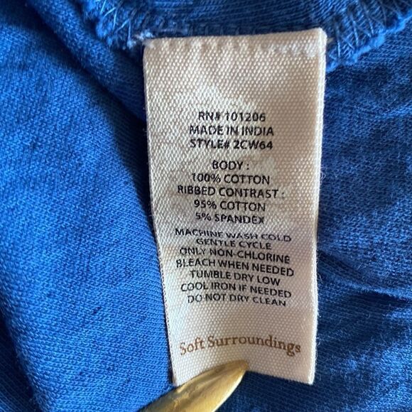 Soft Surroundings Blue Hooded Pullover Top Size Medium - Picture 10 of 10